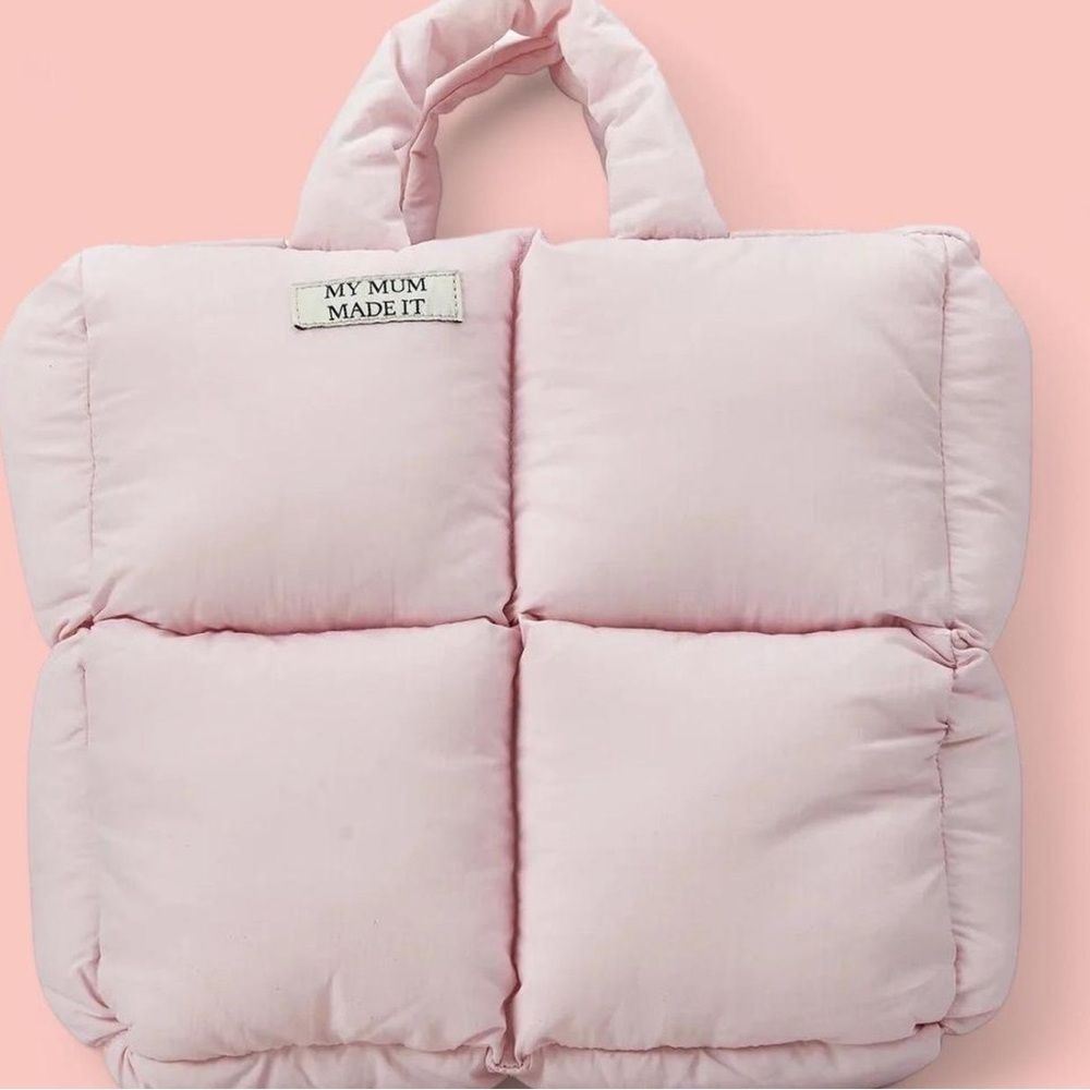 My mum made it puffer tote pink